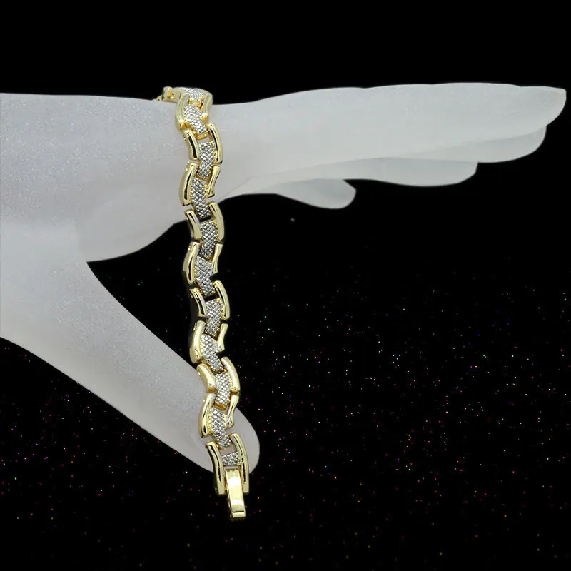 Elegant Magnetic Wave Bracelet for Women Gold Plating