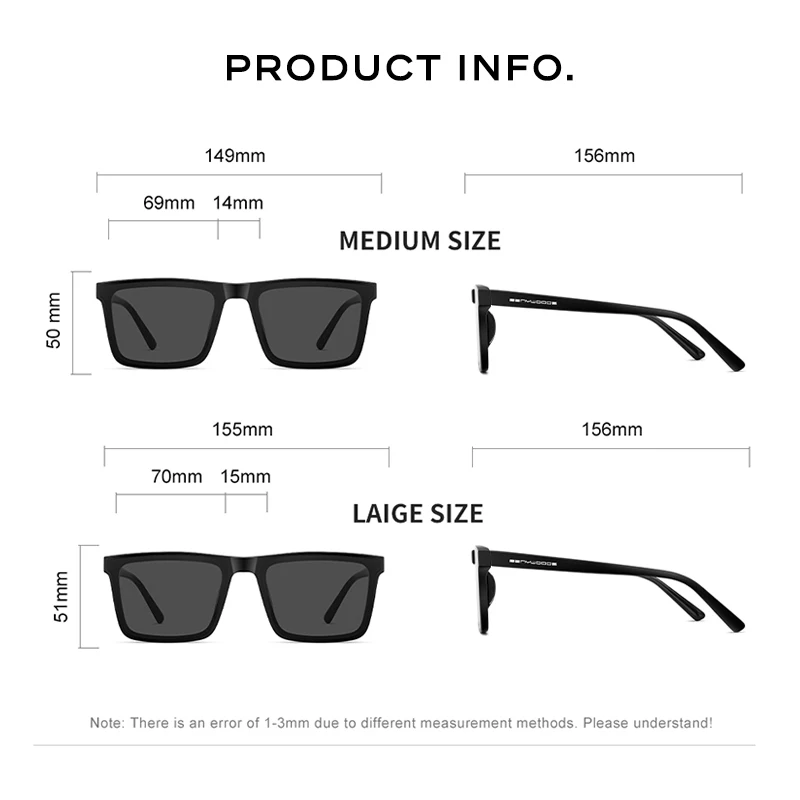 CAPONI Square Flat Design Sunglasses For Men