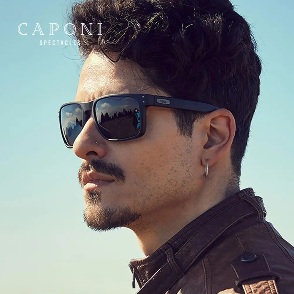 CAPONI Sunglasses For Men Polarized Photochromic Square Frame