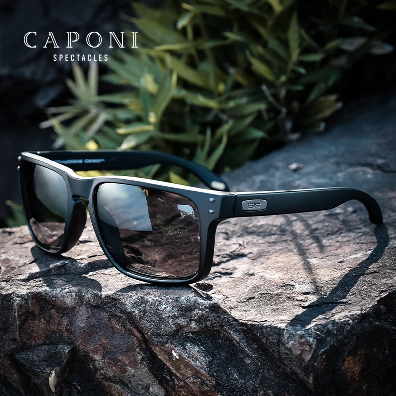 CAPONI Sunglasses For Men Polarized Photochromic Square Frame