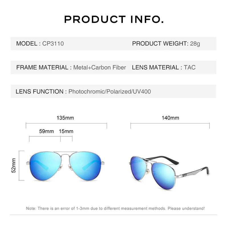 Blue Mirror Polarized CAPONI Aviator Sunglasses