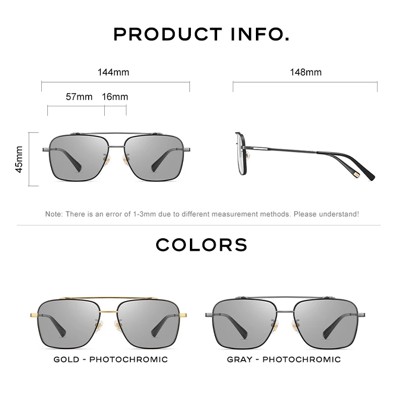 CAPONI Titanium Sunglasses Polarized Photochromic UV400