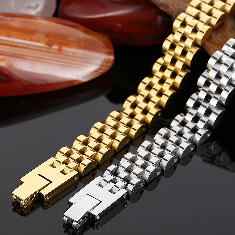 10/15MM Gold Plated Watch Chain Bracelets
