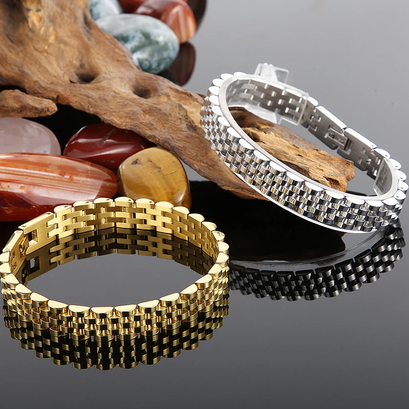 10/15MM Gold Plated Watch Chain Bracelets