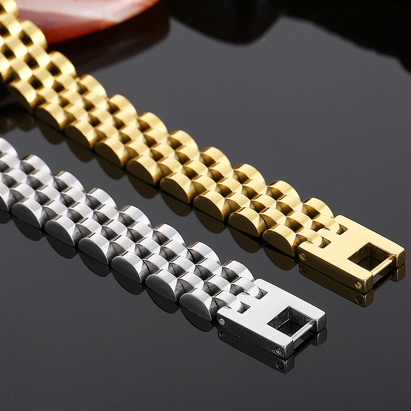 10/15MM Gold Plated Watch Chain Bracelets