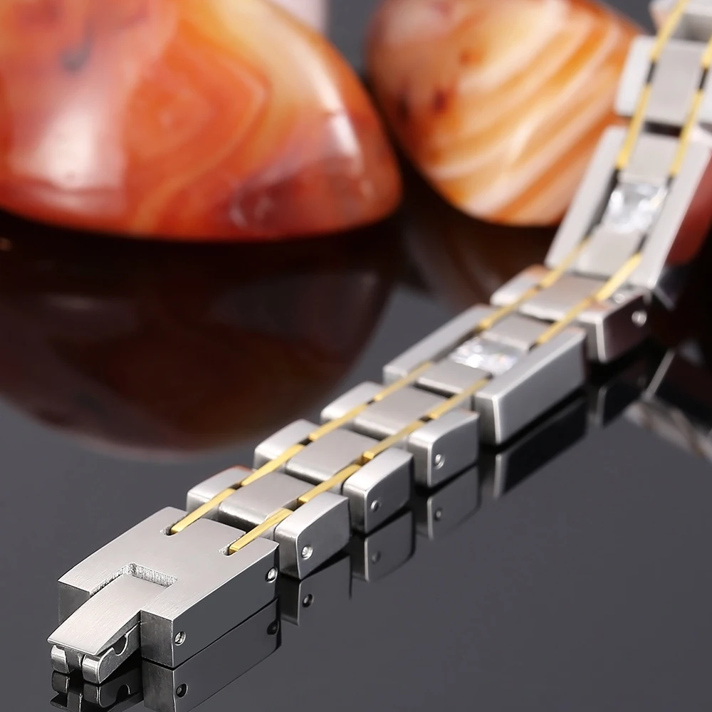 Gold Plated Stainless Steel Chain Bracelet for Men