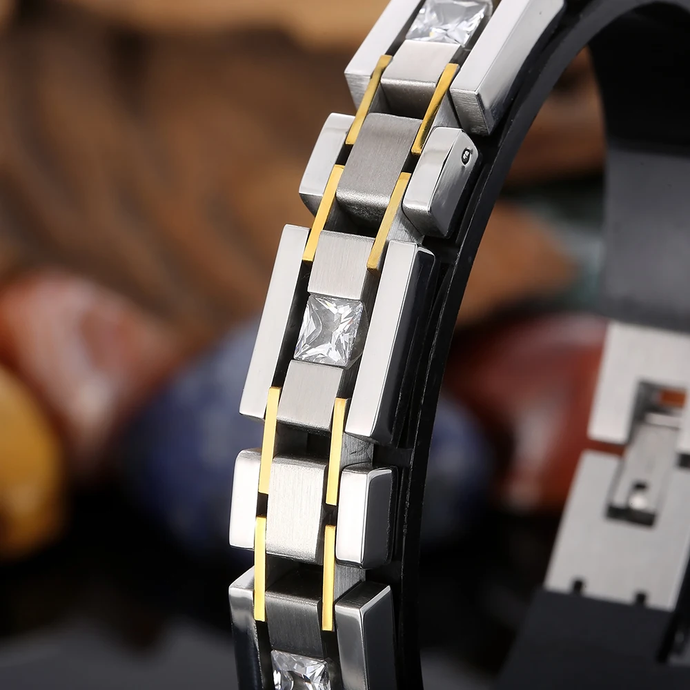Gold Plated Stainless Steel Chain Bracelet for Men