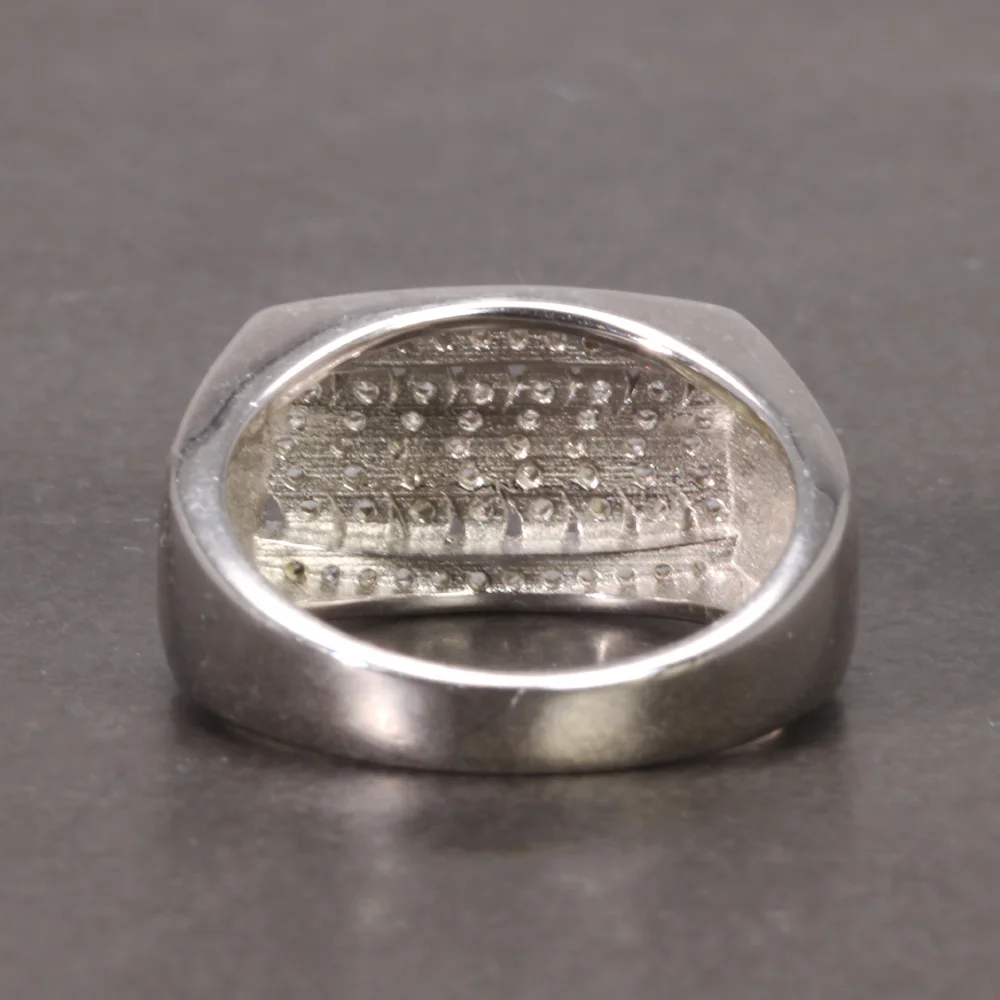 Sterling Silver Men's High Polish Micro Pave Wedding Band