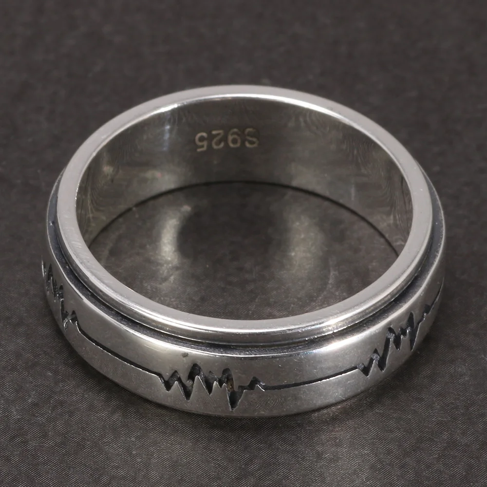 Genuine 925 Sterling Silver Spinner Band Ring