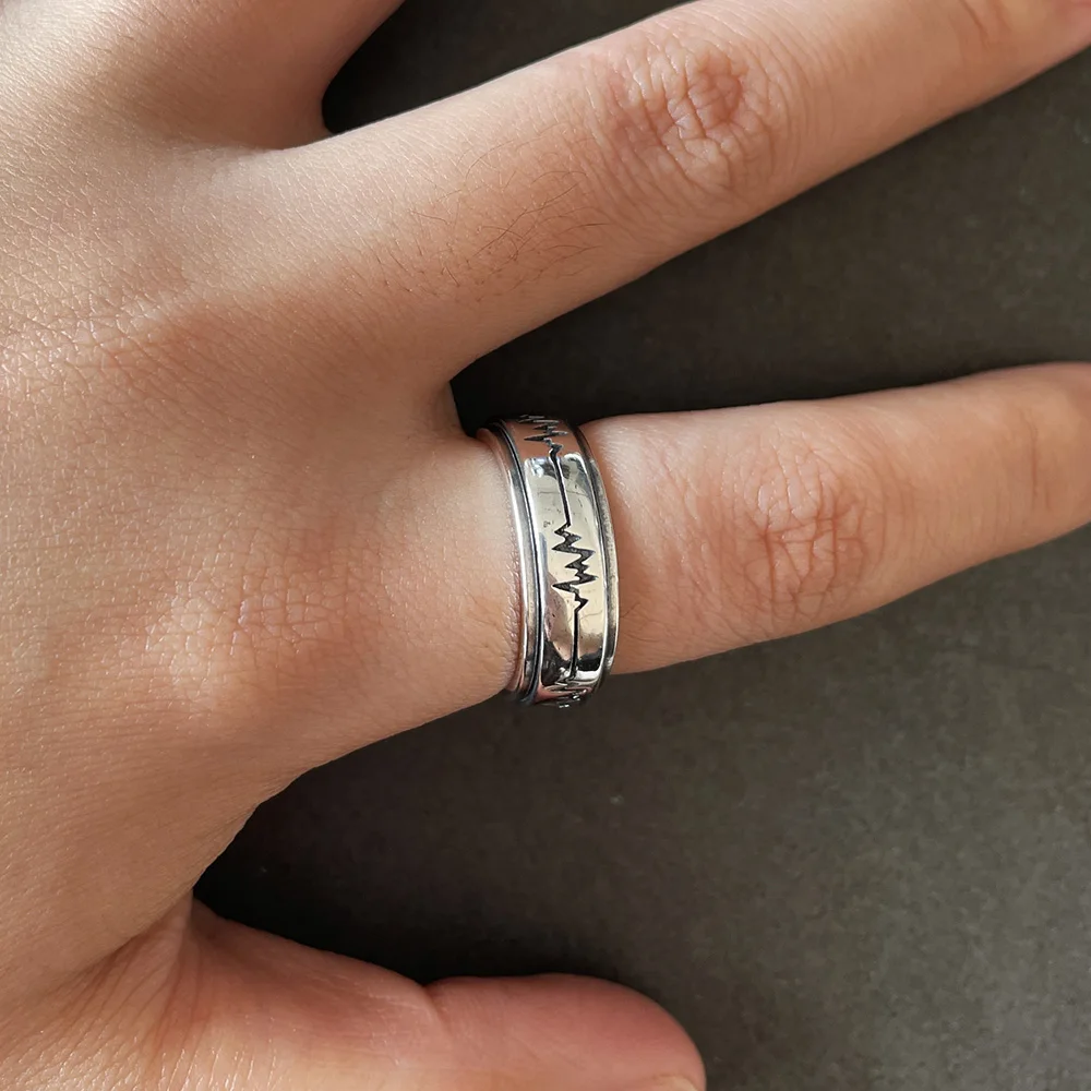 Genuine 925 Sterling Silver Spinner Band Ring