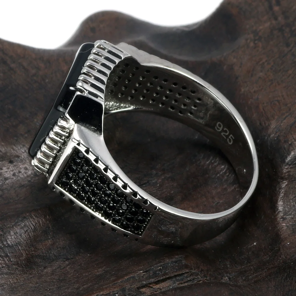 Vintage Turkish Black Onyx Ring 925 Silver