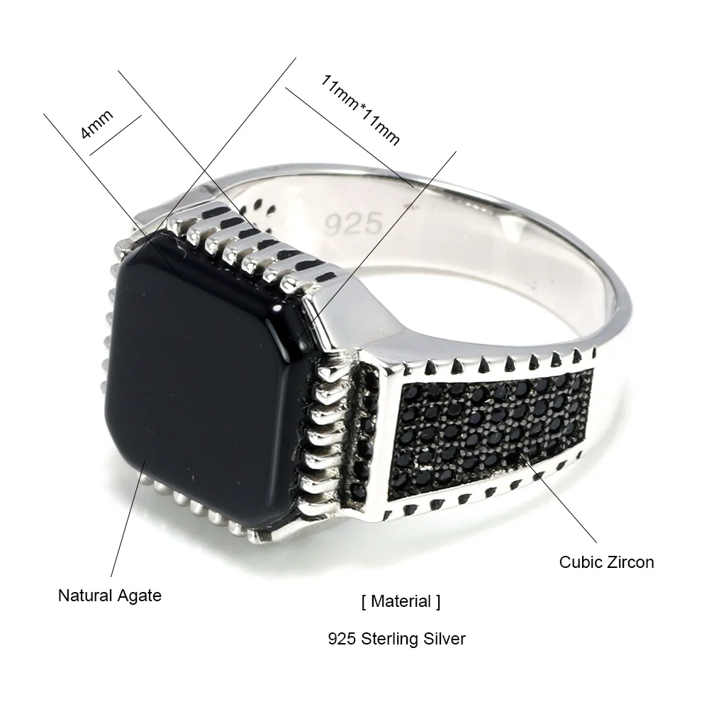 Vintage Turkish Black Onyx Ring 925 Silver