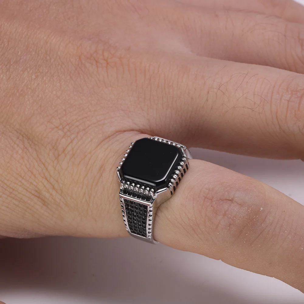 Vintage Turkish Black Onyx Ring 925 Silver