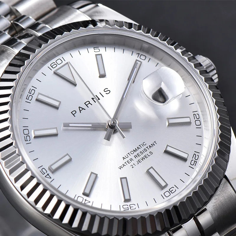Calendar Silver Dial Automatic Men's PARNIS Watch