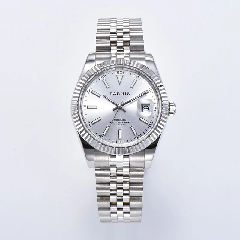 Calendar Silver Dial Automatic Men's PARNIS Watch