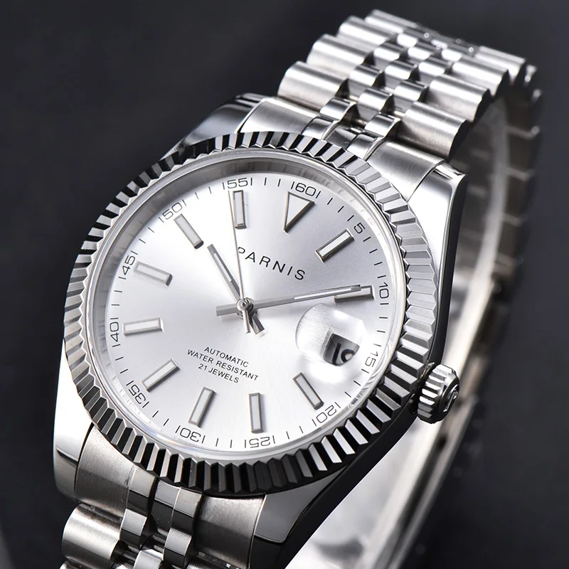 Calendar Silver Dial Automatic Men's PARNIS Watch