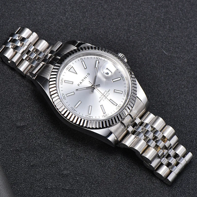 Calendar Silver Dial Automatic Men's PARNIS Watch