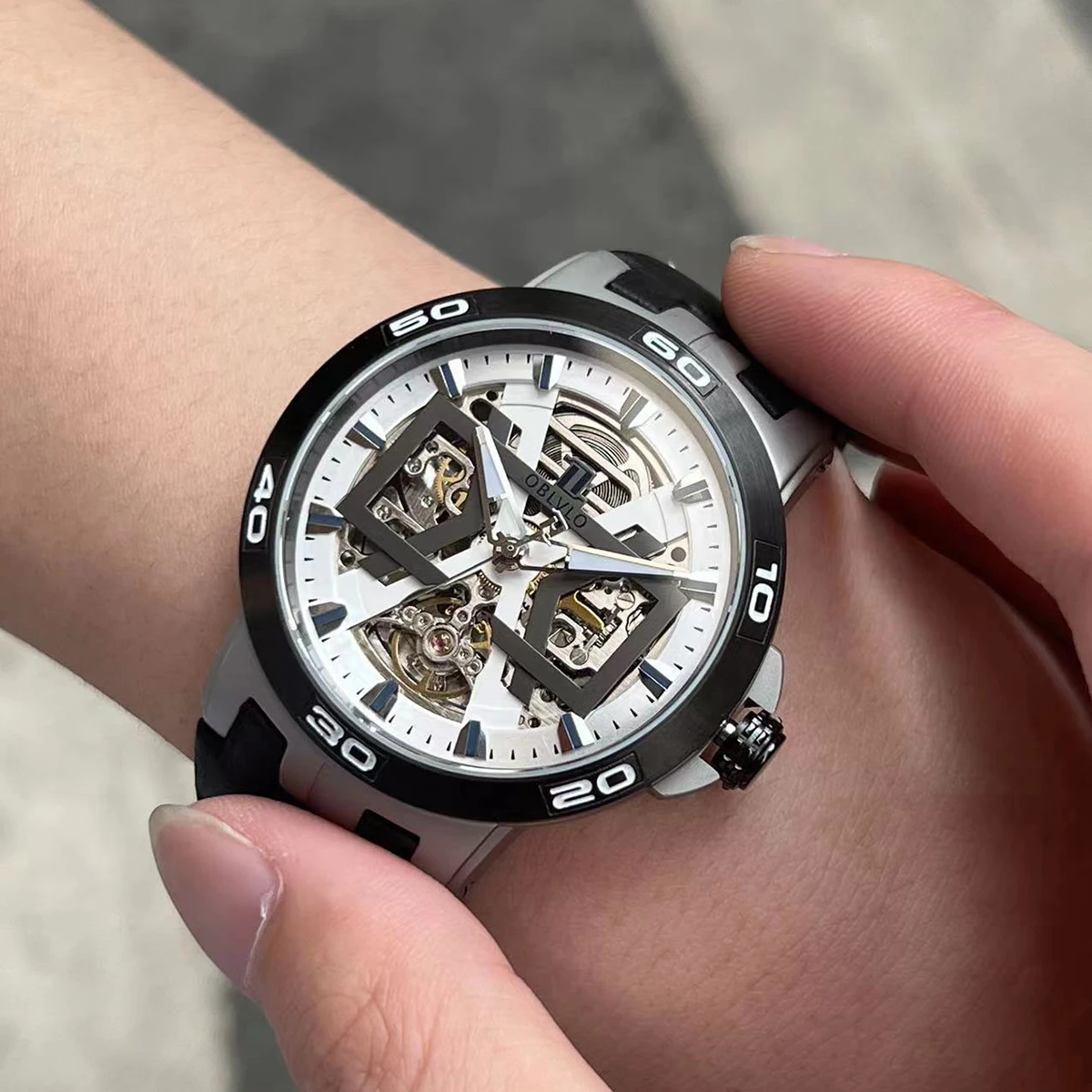 OBLVLO Automatic Watches With Skeleton Dial
