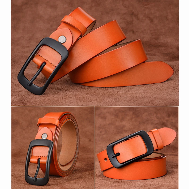 Women's Genuine Leather Belt with Alloy Pin Buckle