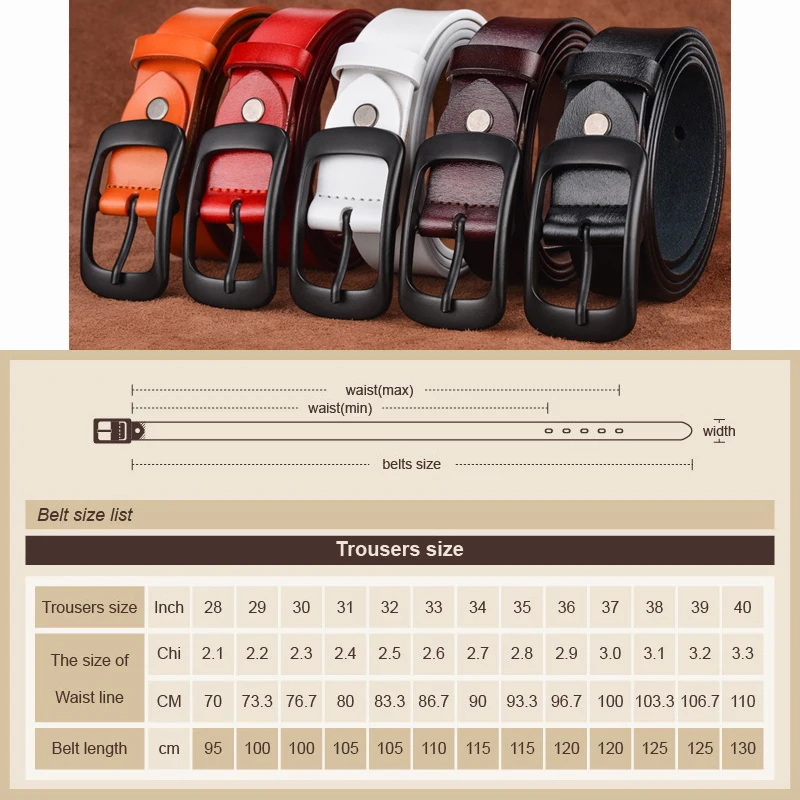 Women's Genuine Leather Belt with Alloy Pin Buckle