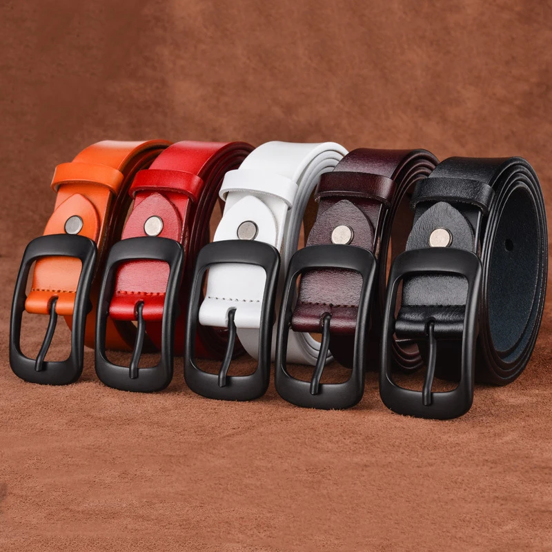 Women's Genuine Leather Belt with Alloy Pin Buckle