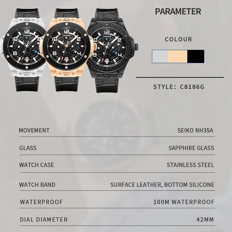 New CADISEN Carbon Fiber Watch