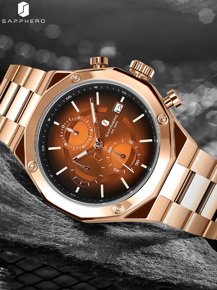 SAPPHERO Luxury Watch for Men Chronograph Movement