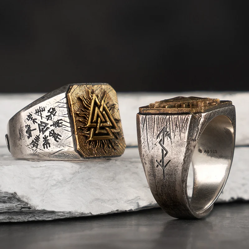 925 Silver Viking Valknut Ring