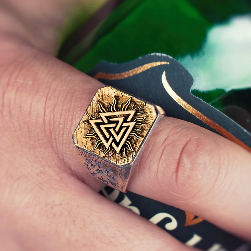 925 Silver Viking Valknut Ring