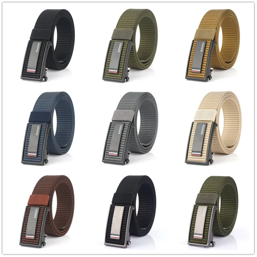 Canvas Tactical Nylon Belts For Men Automatic Buckle