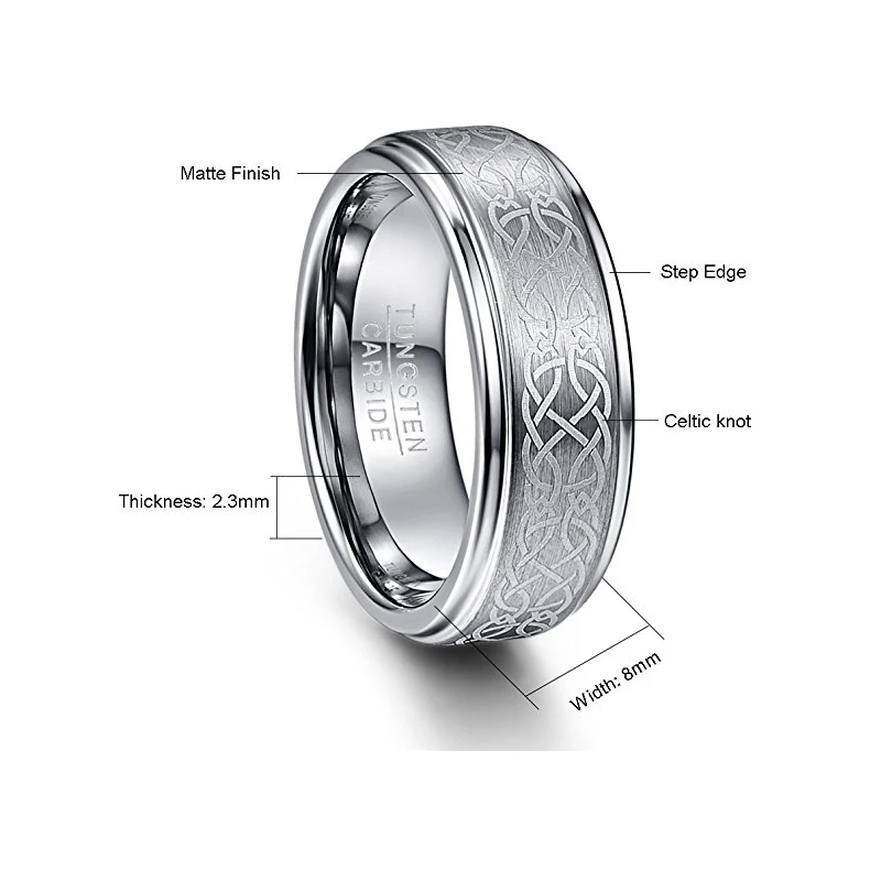 Men's 8mm Knot Brushed Tungsten Carbide Wedding Band