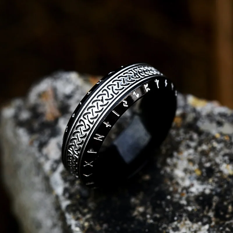 Stainless Odin Norse Viking Amulet Rune Words Rings