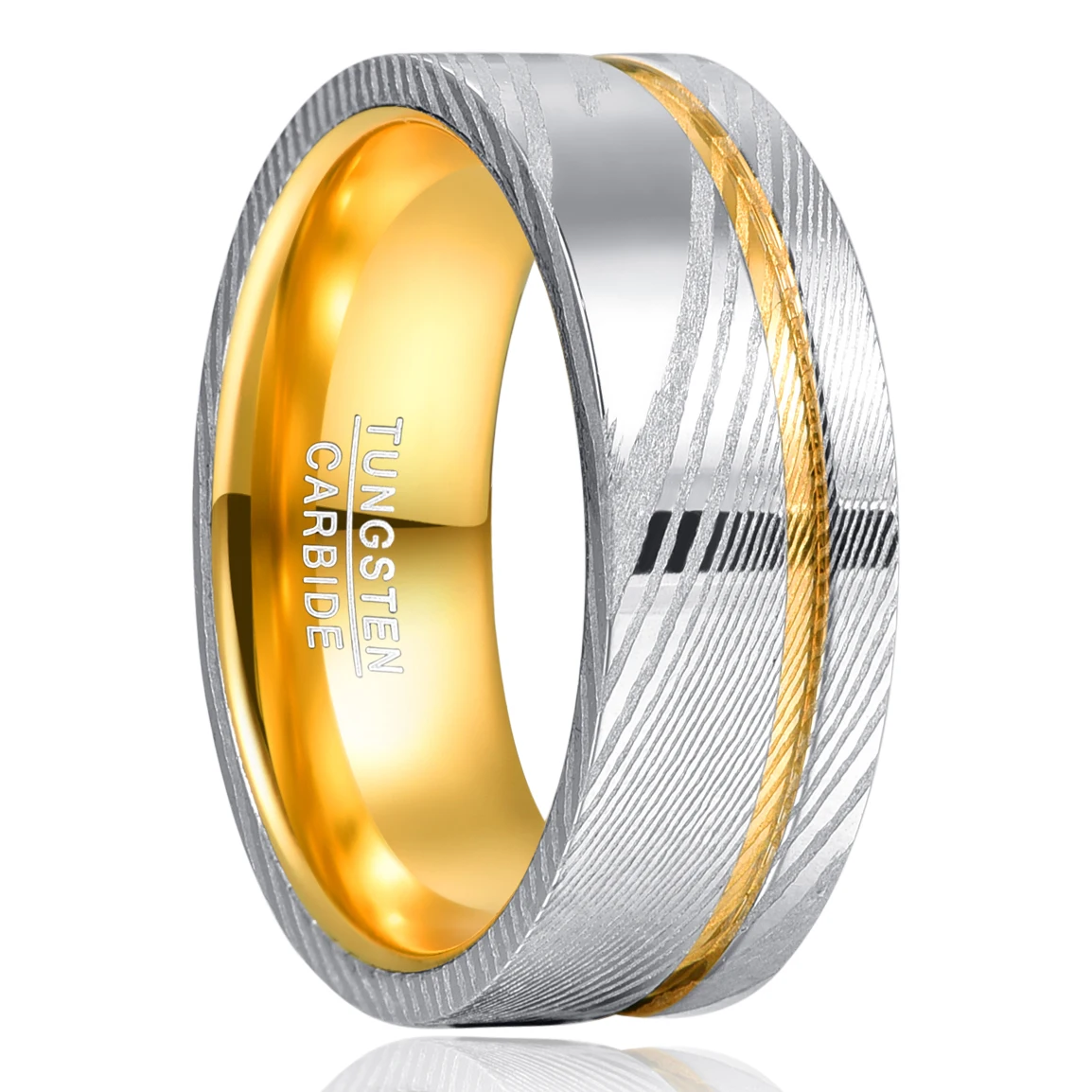 8mm Carbon Carbide Ring Damascus Steel
