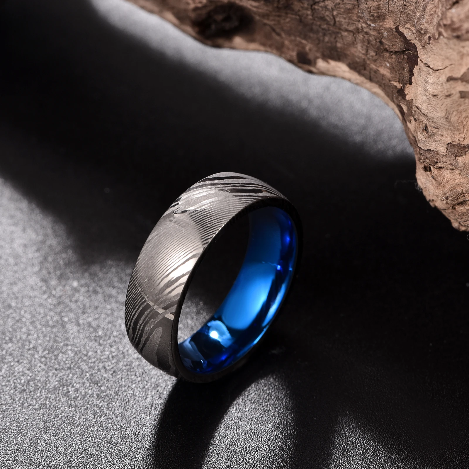 8mm Carbon Carbide Ring Damascus Steel