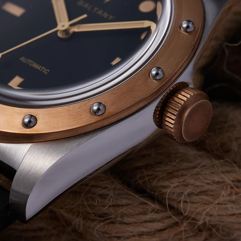 Bronze Watch Baltany Vintage Design Leather Strap