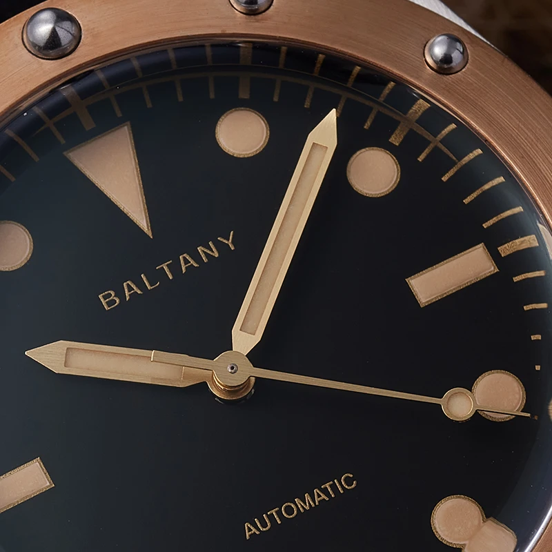 Bronze Watch Baltany Vintage Design Leather Strap