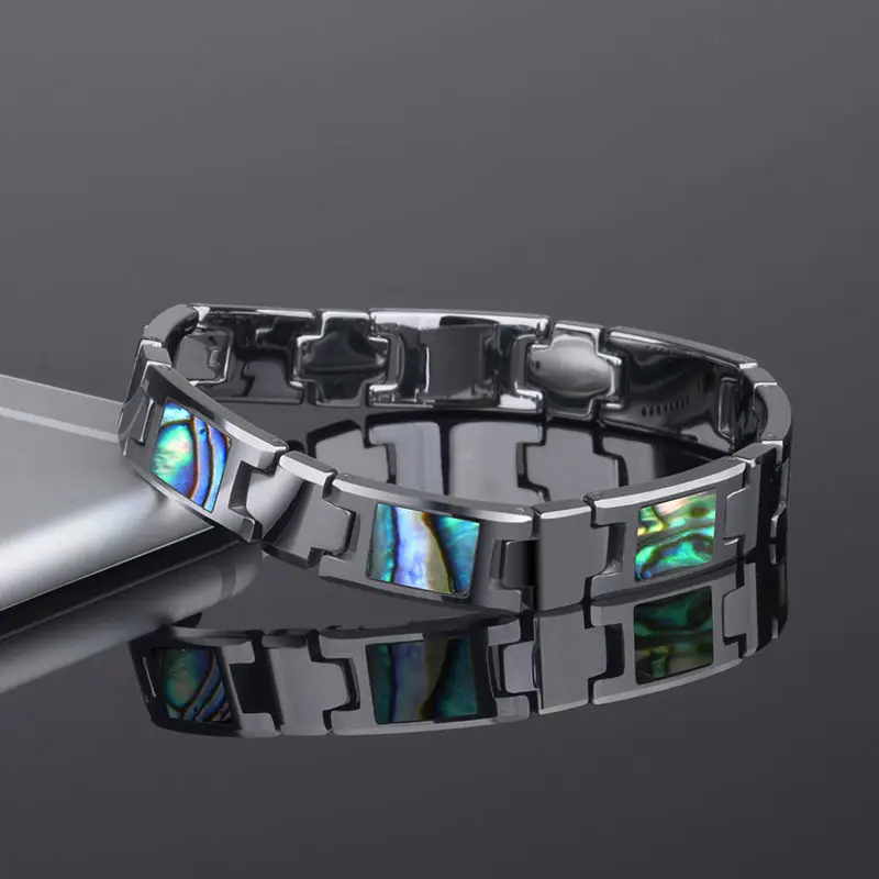 20CM Tungsten Carbide Bracelet with Inlay Sea Shells