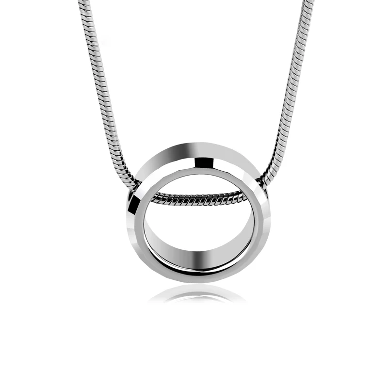 Tungsten Circle Pendant with Titanium Necklace