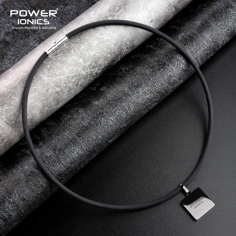 Power Balance Necklace Tourmaline Black Carbon Fiber Square Pendant