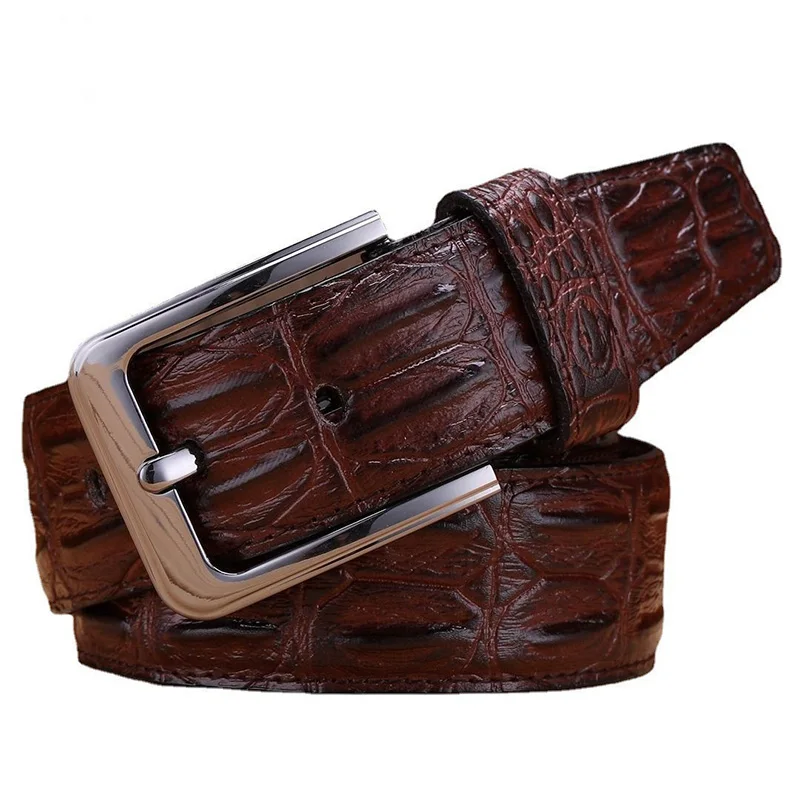 Casual Men's Leather Crocodile Skin Print Belt With Buckle