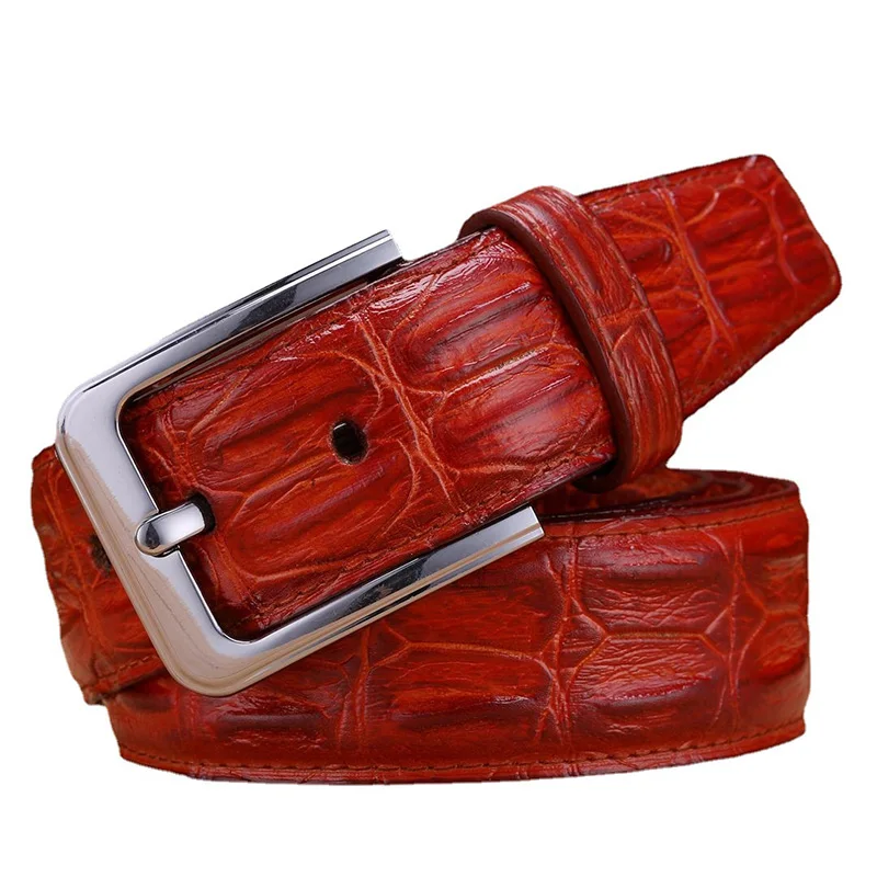 Casual Men's Leather Crocodile Skin Print Belt With Buckle