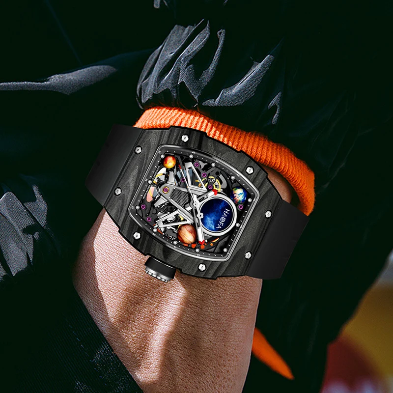 Haofa Automatic Mechanical Skeleton Watch 3D Spaceship