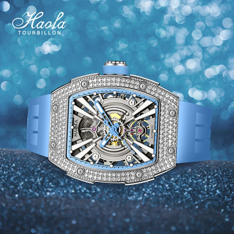 Haofa Luxury Skeleton Luminous Watch with Crystal Bezel