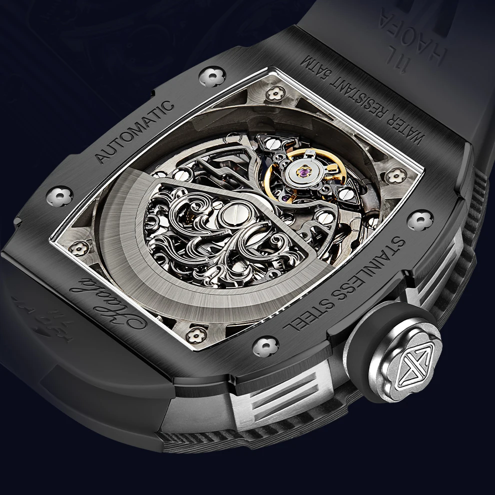 HAOFA Luxury Carbon Fiber Men's Skeleton Watch