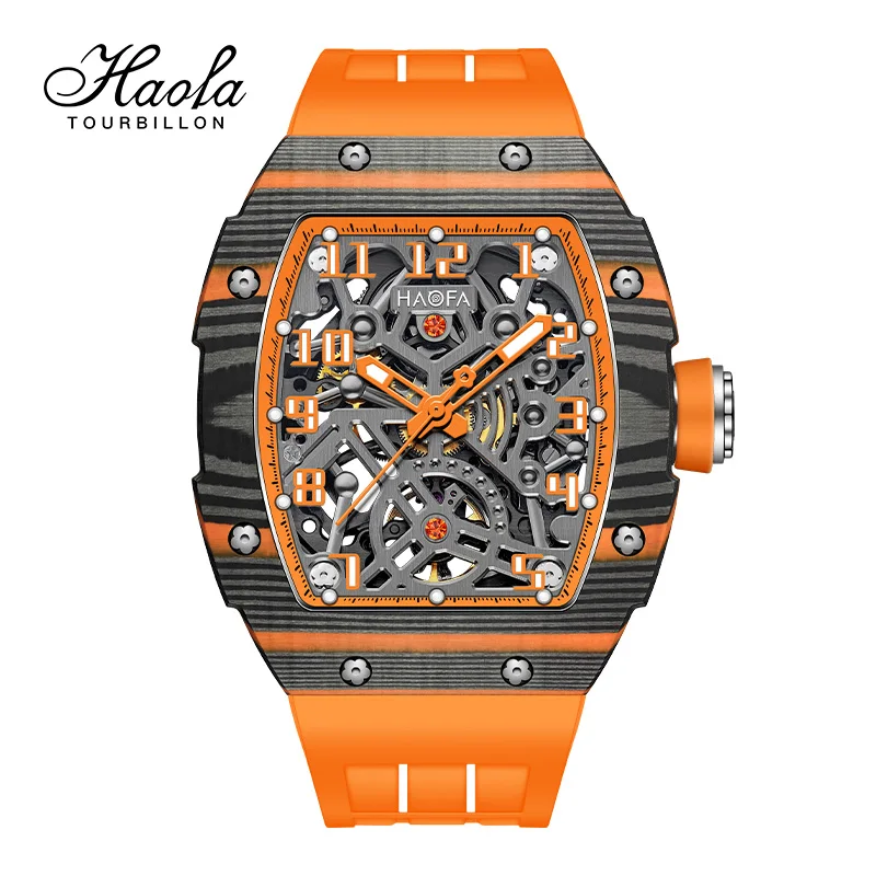 HAOFA Luxury Carbon Fiber Men's Skeleton Watch