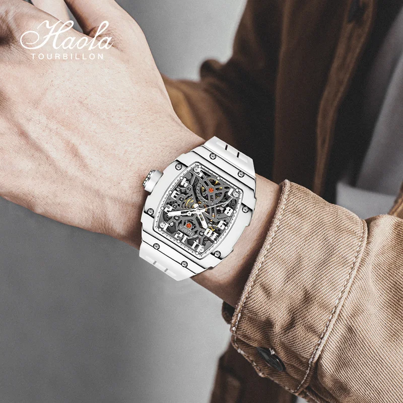 HAOFA Luxury Carbon Fiber Men's Skeleton Watch