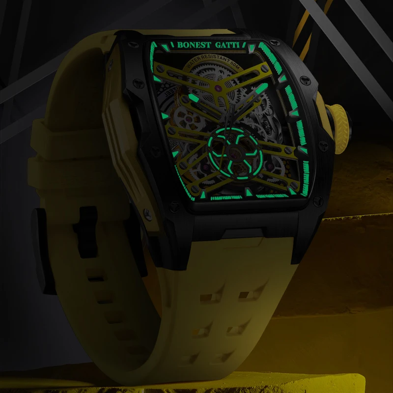 Bonest Gatti 5atm Skeleton Sport Watches for Men