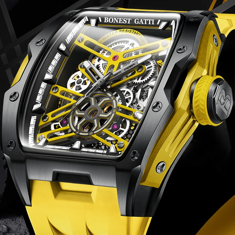 Bonest Gatti 5atm Skeleton Sport Watches for Men