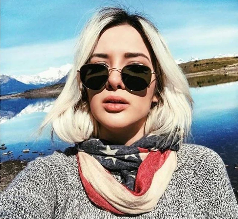 Hexagonal Frame Metal Round Style Polarized Sunglasses