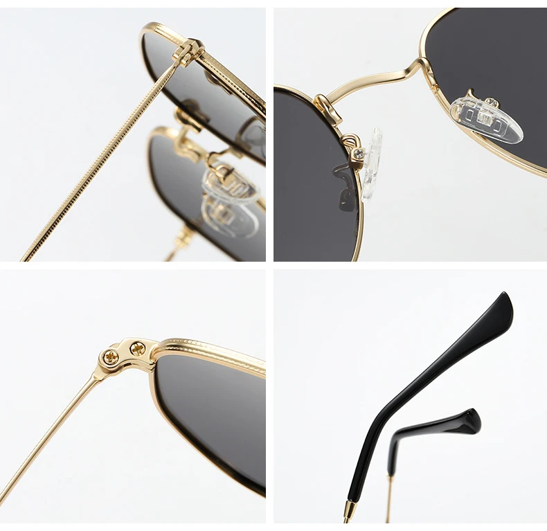 Hexagonal Frame Metal Round Style Polarized Sunglasses